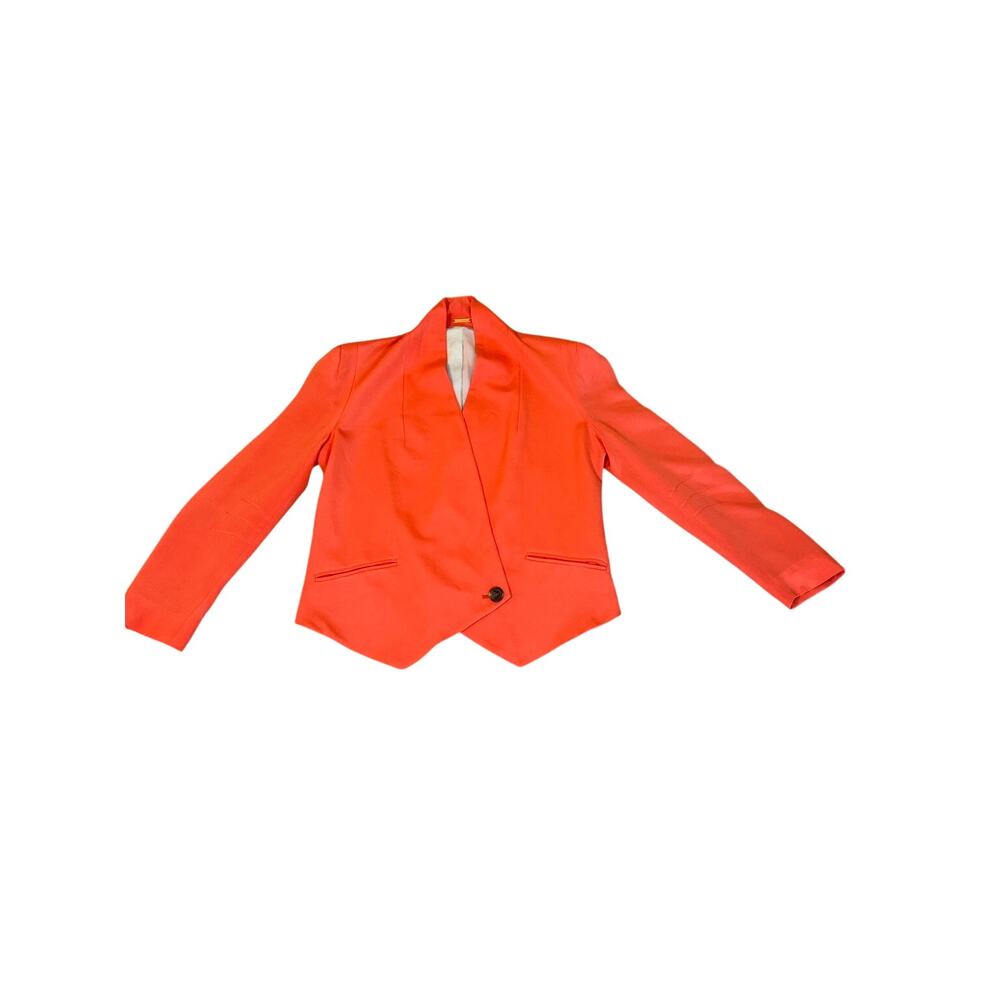 Rebecca Minkoff Women’s L Coral Orange 100% Silk Blazer Jacket One Button